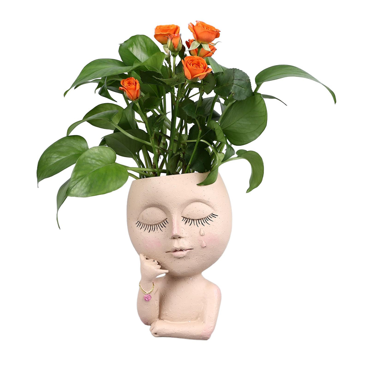 Rjrjc Face Planter Pots Resin Home Head Planter Face Flower Pot Head Planter for Indoor Outdoor Plants with Drainage Hole Sturdy Durable DIY Gift for Garden Balcony Decor