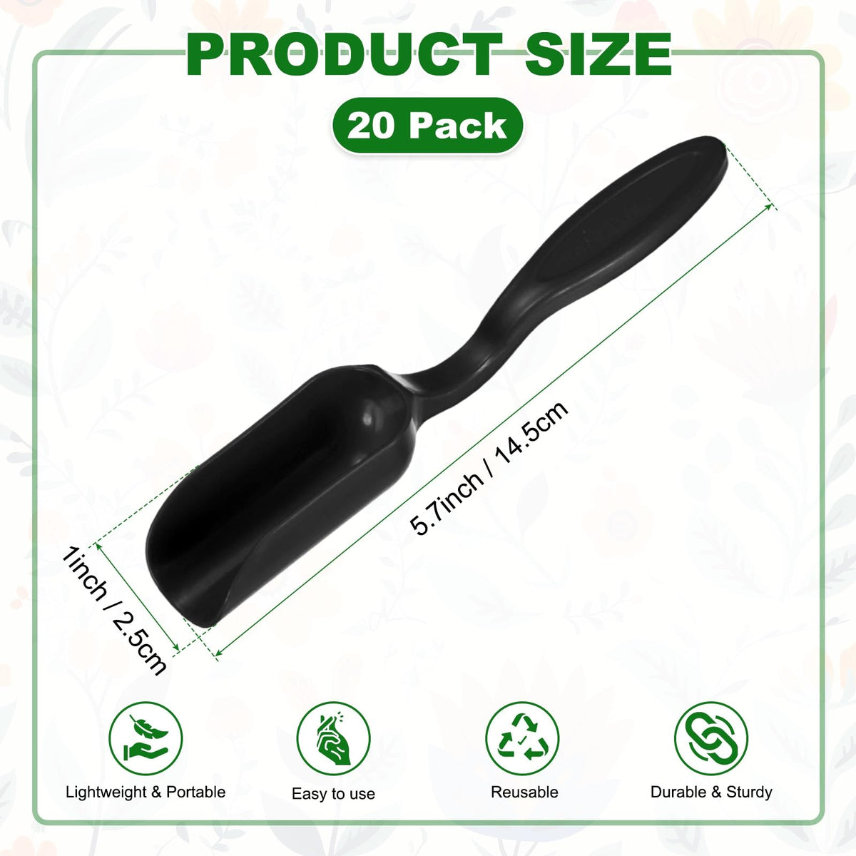 M METERXITY 20-Pack Mini Gardening Shovel Spoons, Plastic Garden Soil Scoops for Cultivation Digging Transplanting/Flower Planting/Plant Succulent, Colorful Small Gardening Tools [Black]