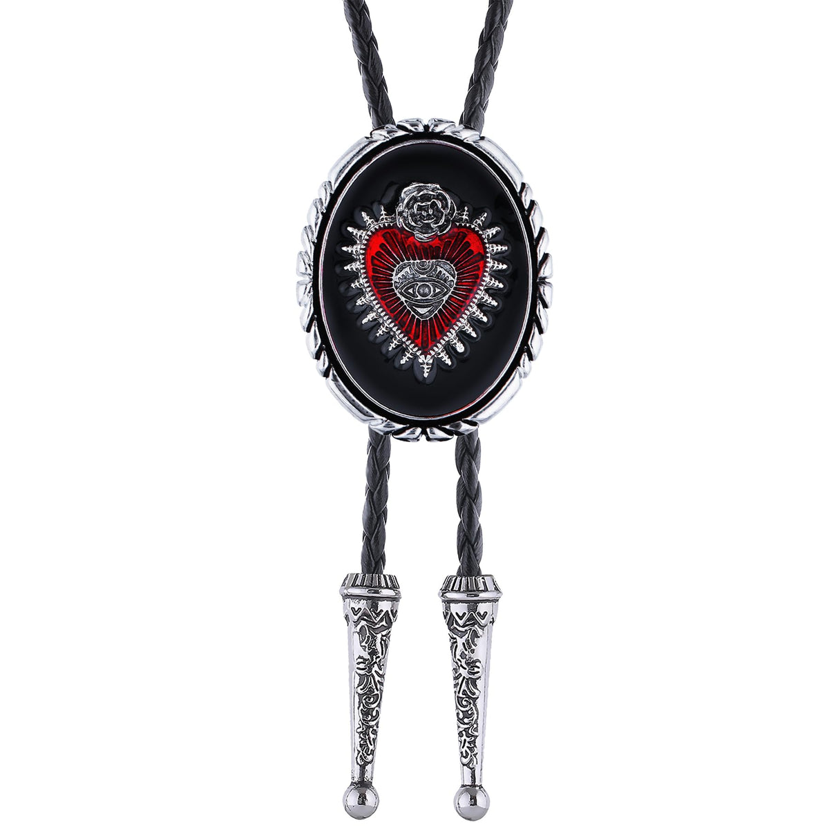 GelConnie Silver Bolo Tie for Men Women Blue Enamel Triangle Bolo Tie Silver Western Necktie Gothic Cowboy Costume