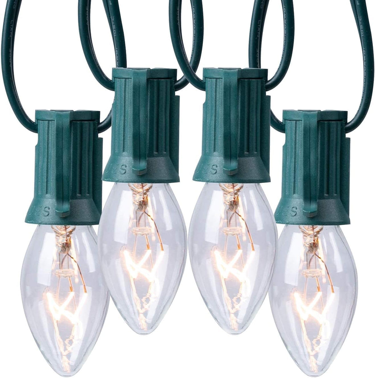 Minetom C9 Clear Christmas String Lights, 50FT 50 Bulbs, Green Wire, Model GYPI-O507BU