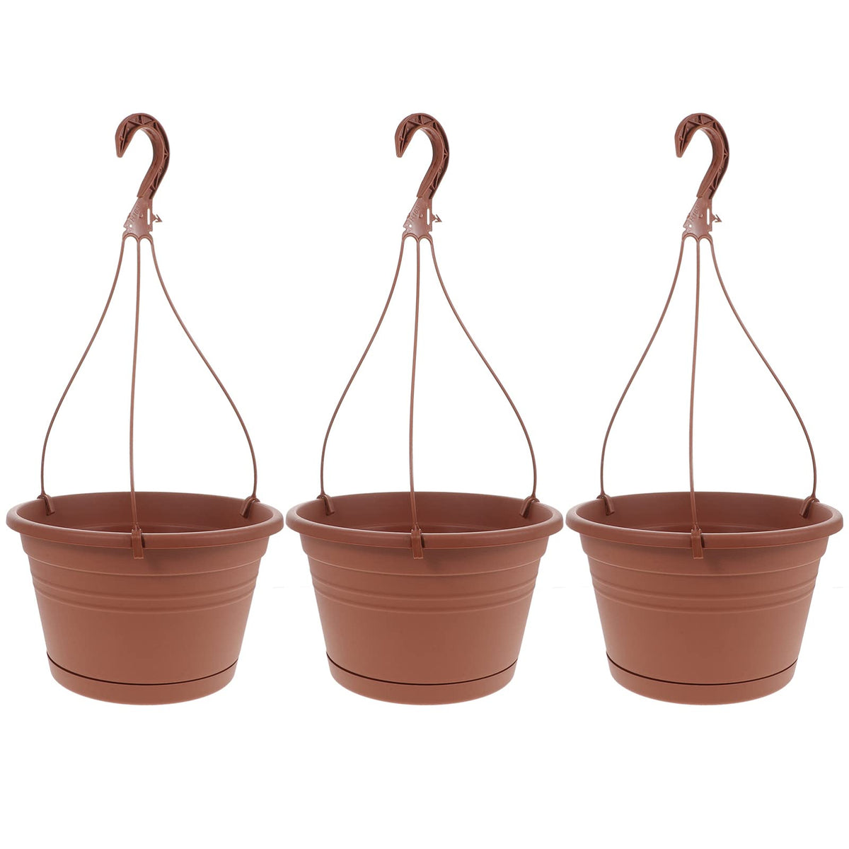 GANAZONO 3pcs Hanging Planters Durable Plastic Hanging Flower Pots with Hooks for Home Balcony Garden Decor