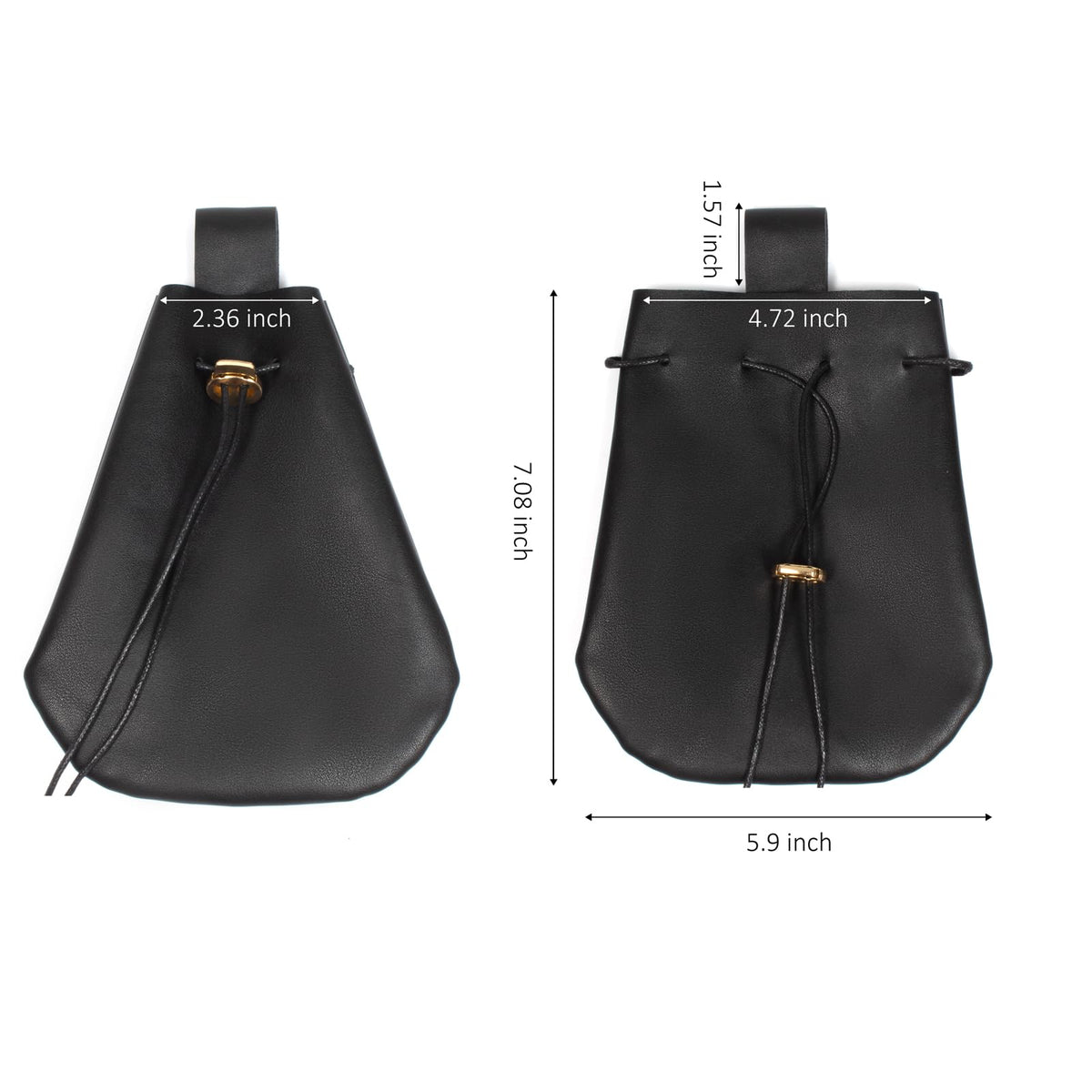 Leather Belt Pouch Medieval Vintage Renaissance Viking LARP Cosplay Costumes Drawstring Coin Purse Phone Holder Waist Bag (Black)