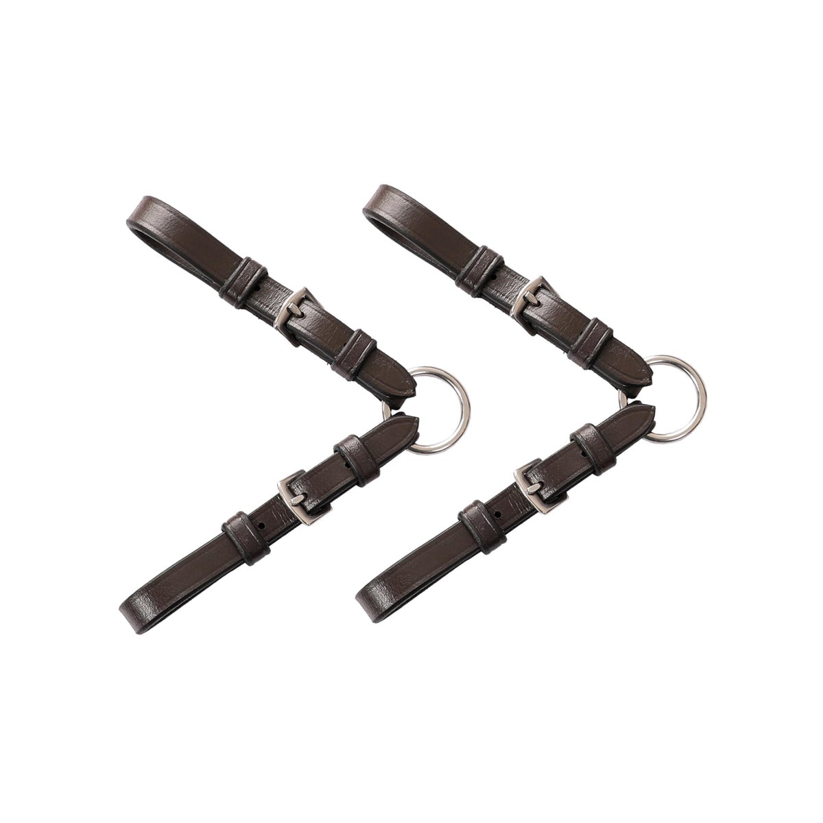 Exion Adjustable Pelham Bit Converter for Horse Bridle – Leather Single Rein Rounding Strap with Double Buckles – English Tack for Jumping & Training – Stainless Steel Hardware – Black & Brown