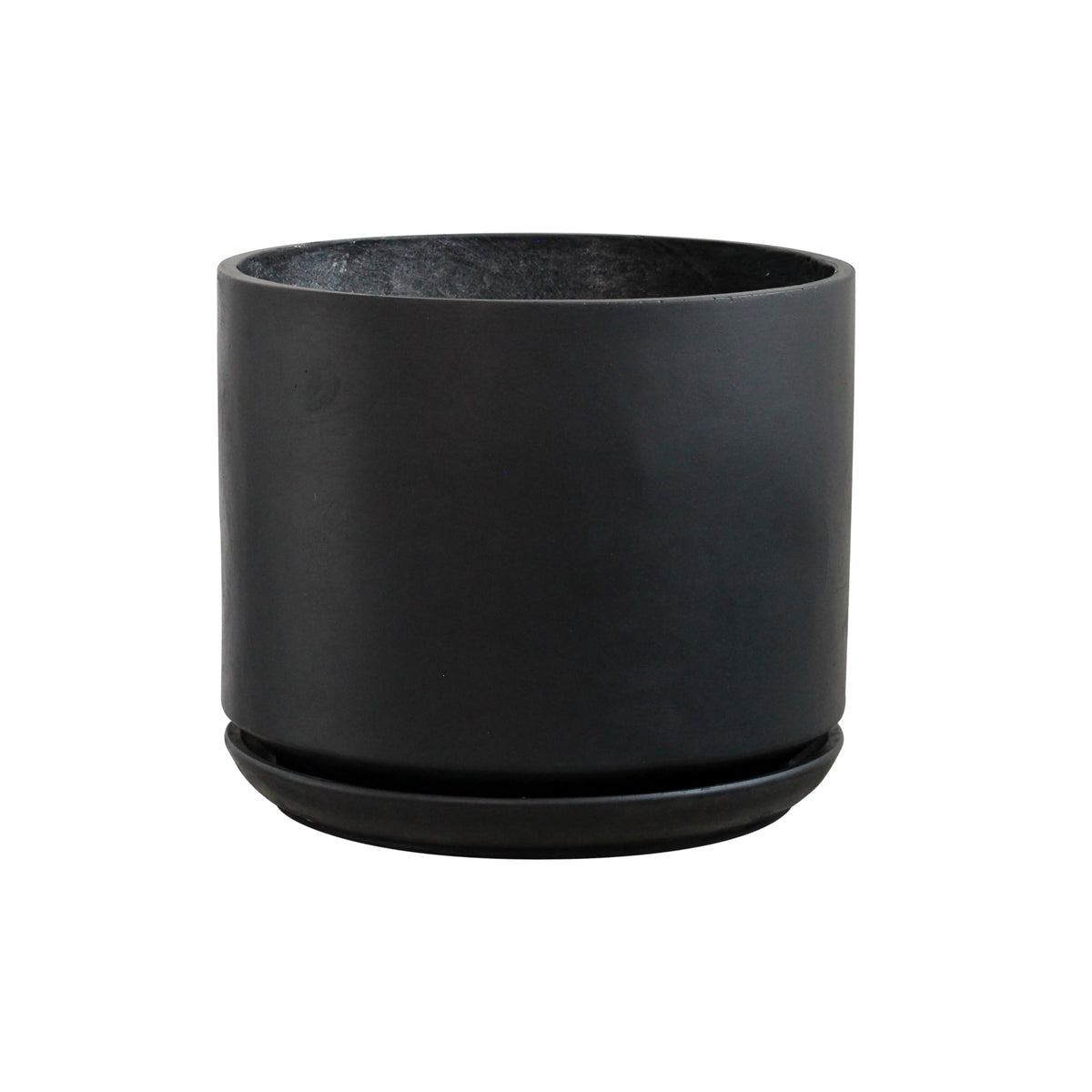 Olly & Rose Large Matt Black Plant Pot 14 Inch Extra Large Fibre Planter with Saucer - Large Indoor and Outdoor Plant Pot