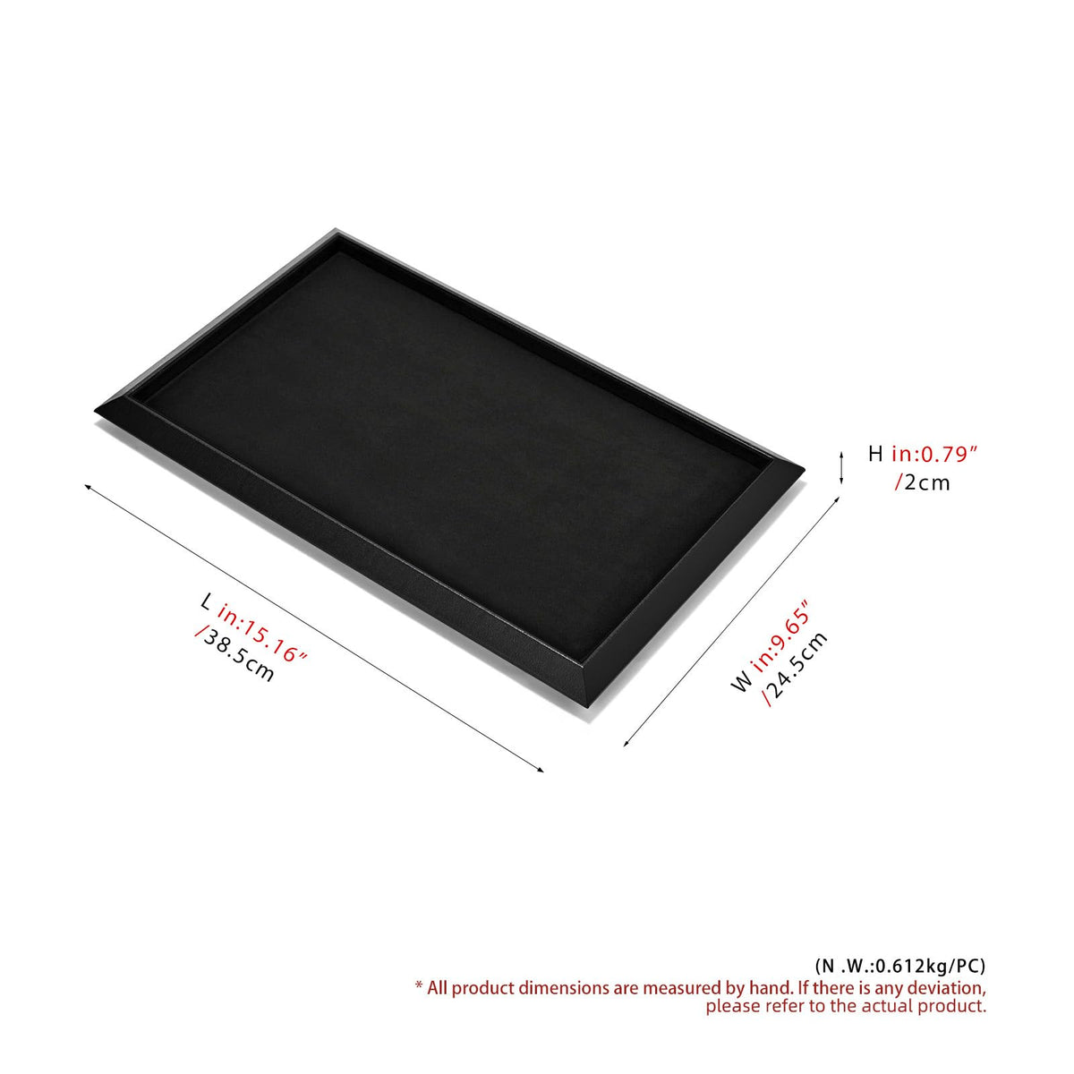 Oirlv Black Leather Jewelry Display Tray with Microfiber Lining, Premium Square Corner Organizer