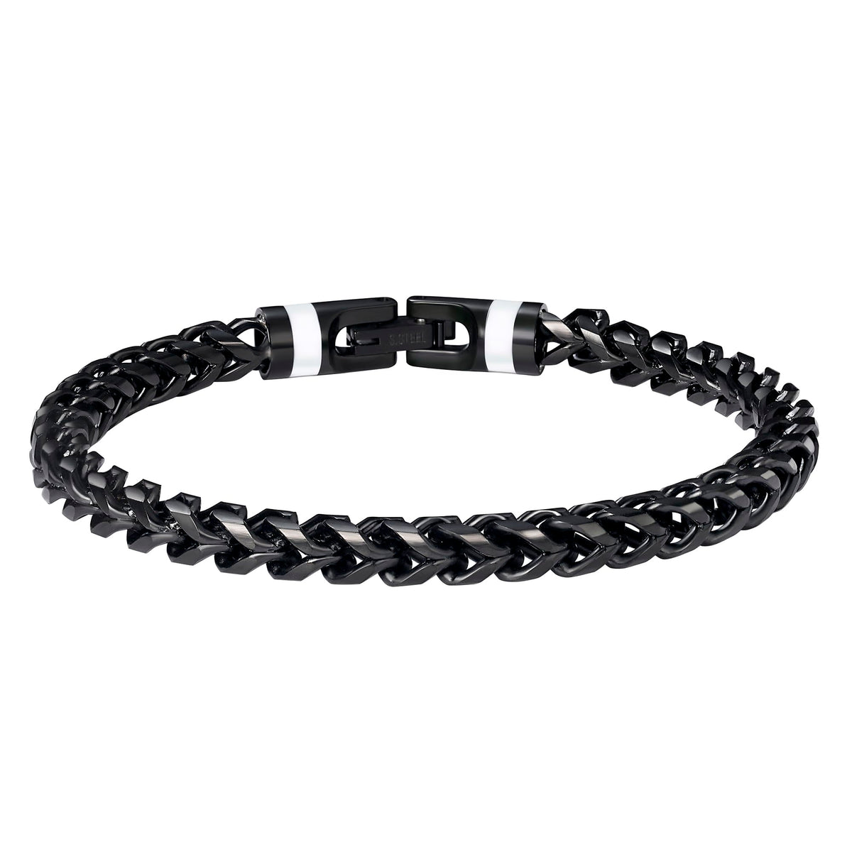 GTMJ 316L Stainless Steel Black Franco Chain Bracelet for men 7.5 Inches
