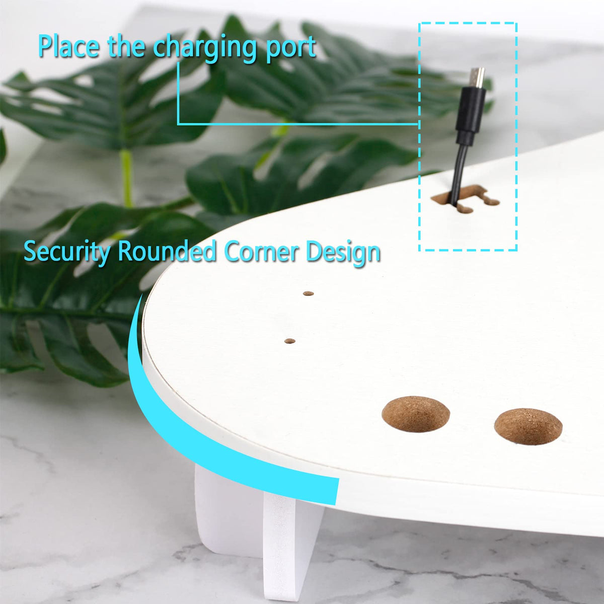 Triangle Wood Monitor Stand Riser - White Multi-Purpose Desktop Storage for Computer, Laptop, Printer