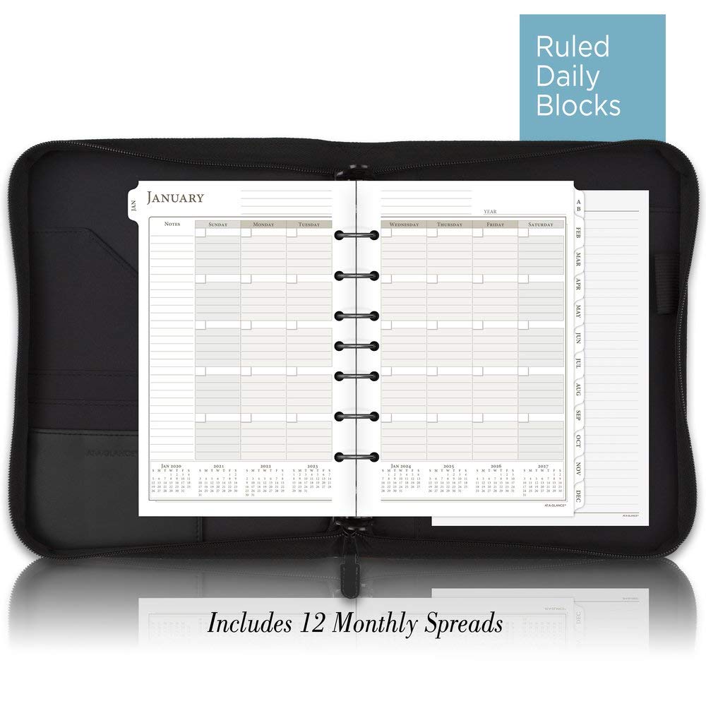 AT-A-GLANCE Genuine Leather Undated Starter Set, Desk Size, Black (031-0540-05)