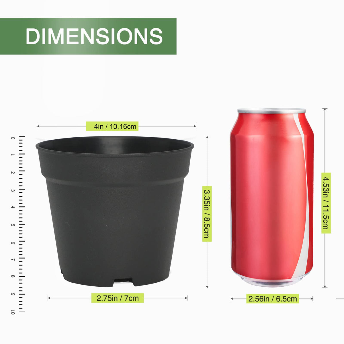 SwinDuck 4 inch Small Plant Pots, 28 Pack Plastic Planters with Drainage Holes and Saucers for Flowers Plants, Succulents, Seed Starting Pots, Black