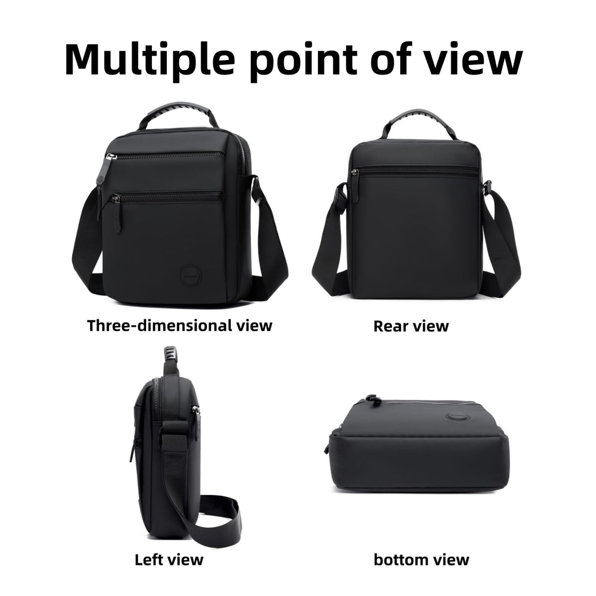 Yowenthra Small Messenger Bag for Men Women,Anti Theft Crossbody Shoulder Bag for Men Adjustable Strap Water Resistant (Black)