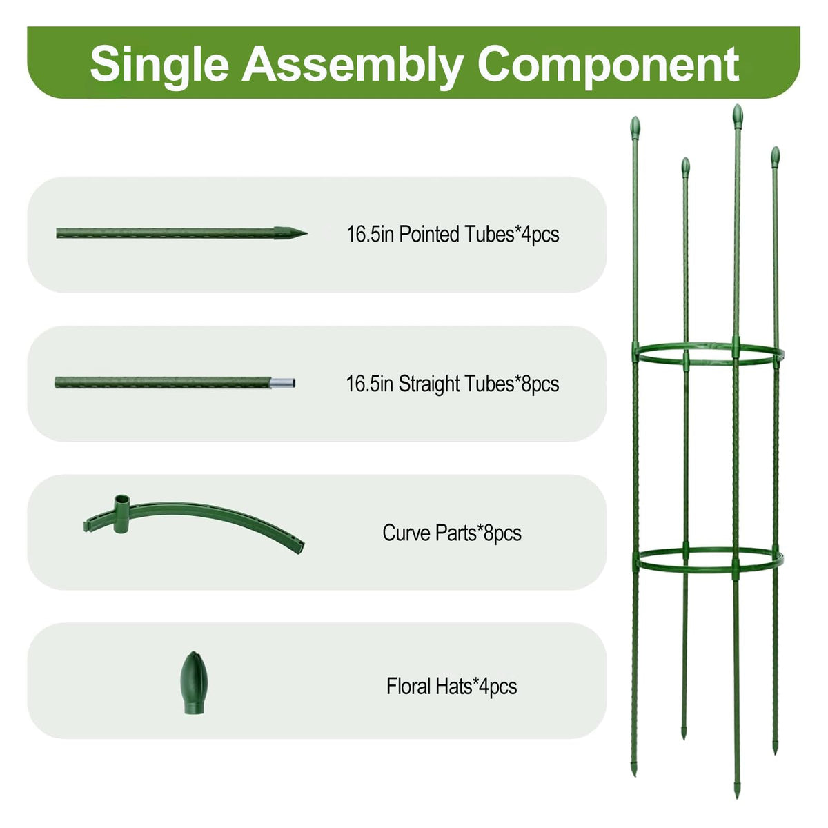 Wikdey Tomato Cages for Garden&Pots, 2 Pack 50" Plant Support Trellis for Tomatoes, Cucumbers, Beans | Heavy-Duty Steel with Rust-Proof Coating | Garden Stakes for Outdoor Indoor Plants