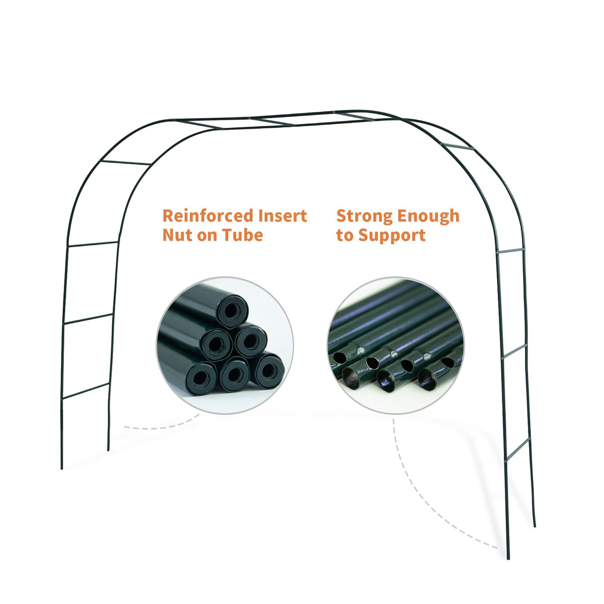 Mr.Ton Garden Arch Trellis for Climbing Plants Outdoor, Metal 7.8ft Arch Archway, Raised Garden Bed Arches, Wedding Arch, Green