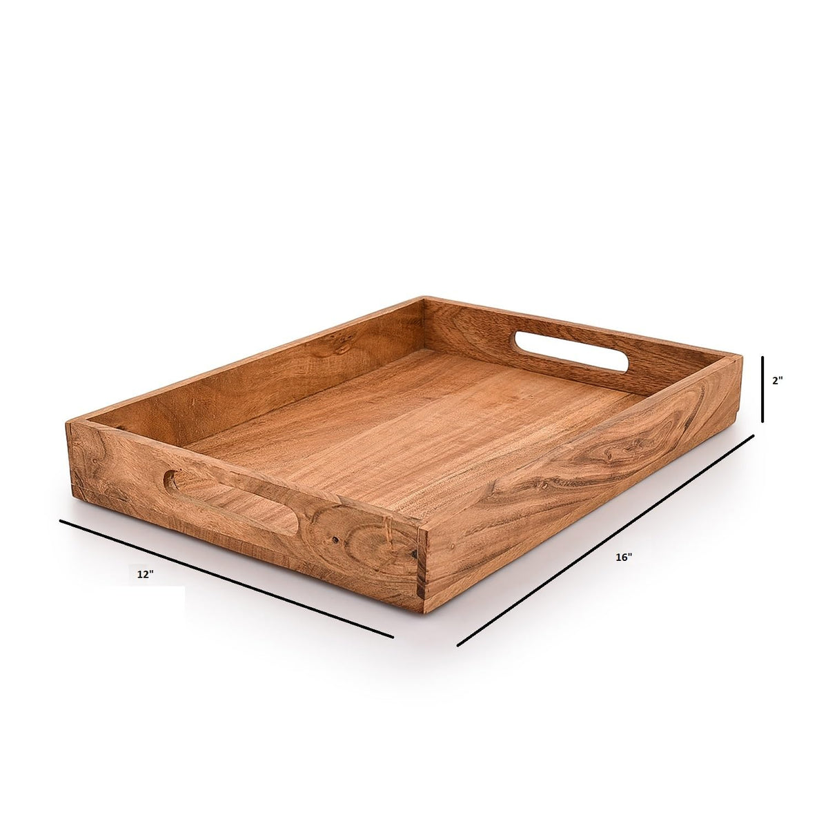 Kaizen Casa |Wooden Rectangular Serving Tray, Wood Plate, Tea/Drink Platter, Dinner Serving Tray, Snack Tray |Size_16" x 12" x 2” |Home Restaurants Coffee, Food, Breakfast, Dinner Décor