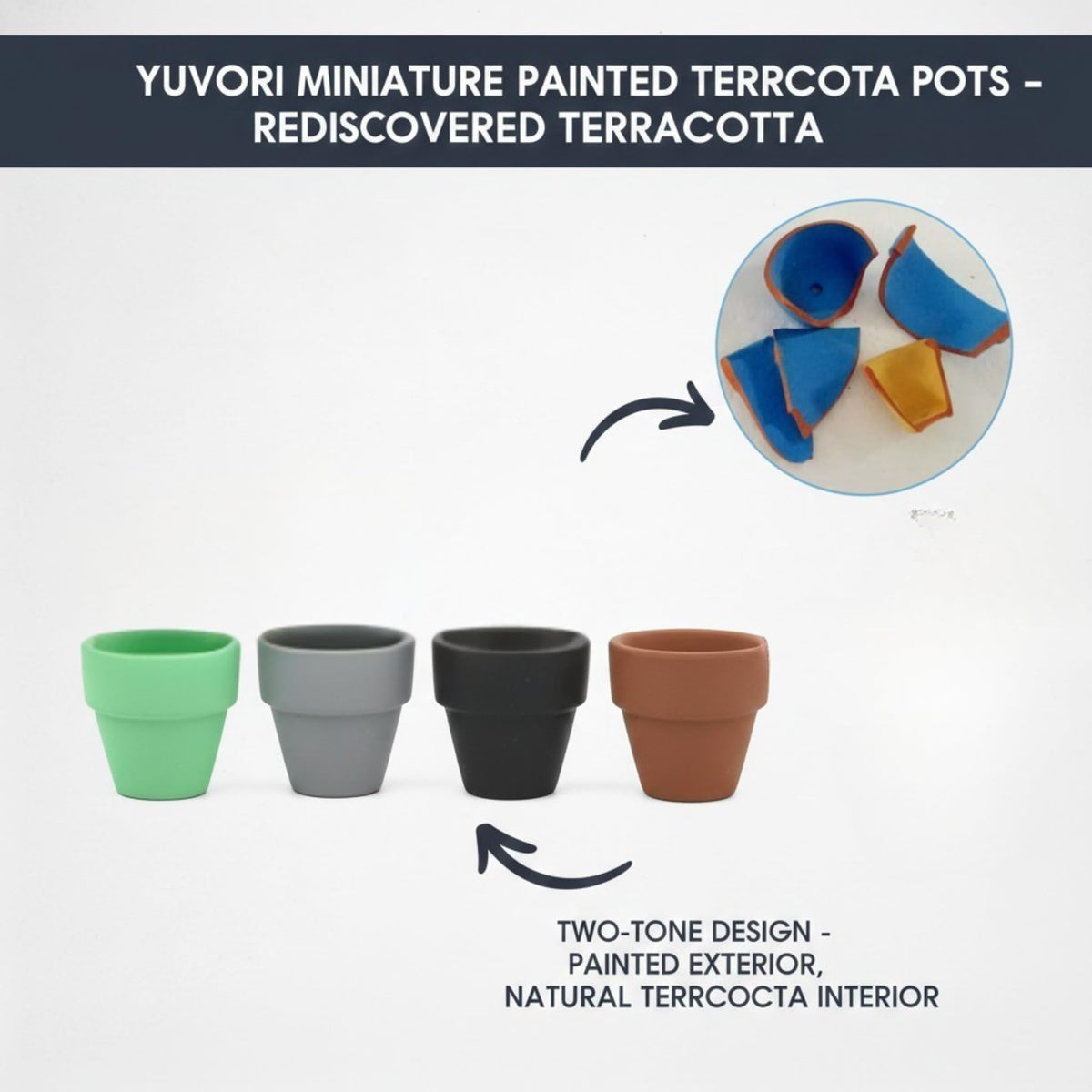 Yuvori Mini Pastel Terracotta Pots for Micro Gardens – 30 Pack, 1.7” Tiny Breathable Clay Planters, Macaron Colors, for Moss, Fairy Gardens, Dollhouses, and Succulents (Painted Grey, 1.2 Inch)