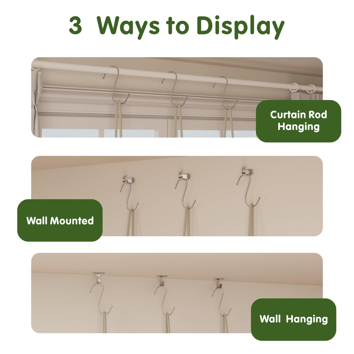 Vihawke Window Plant Shelves, 8 Tier Window Sill Shelf for Plants, Macrame Hanging Plant Stand Indoor, Plant Hanger Floating Shelves, Window Plants Holder Boho Decor Living Room Bedroom Wall Decor