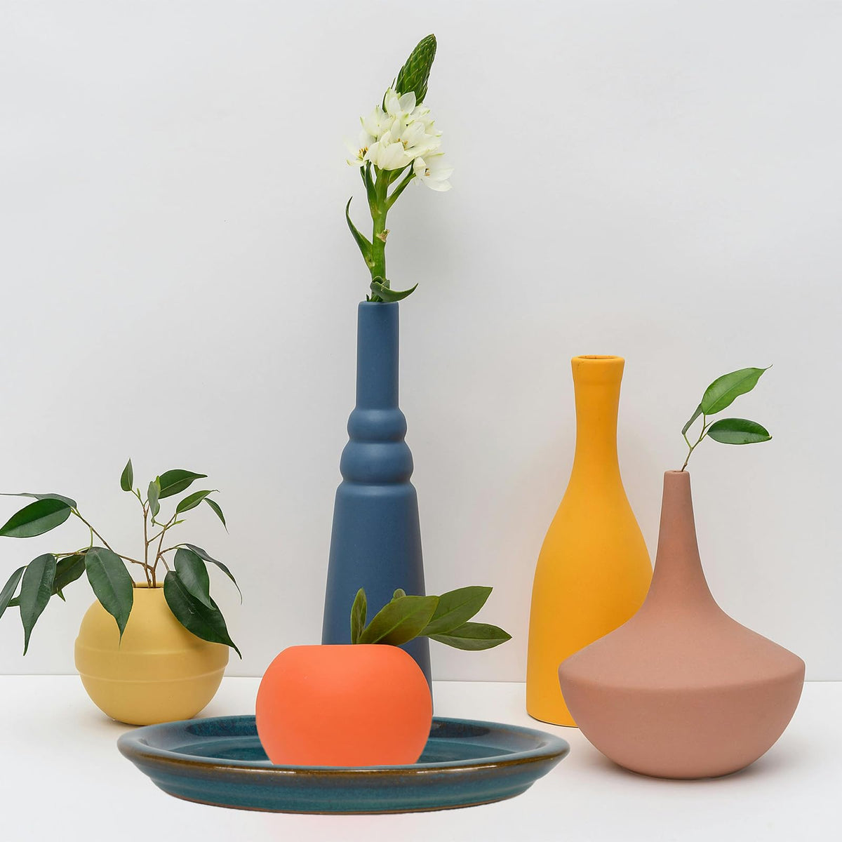 W&W Ceramic Plant Saucer - Plant Trays for Indoor Pots (Teal, 13 inches, 2 Packs)