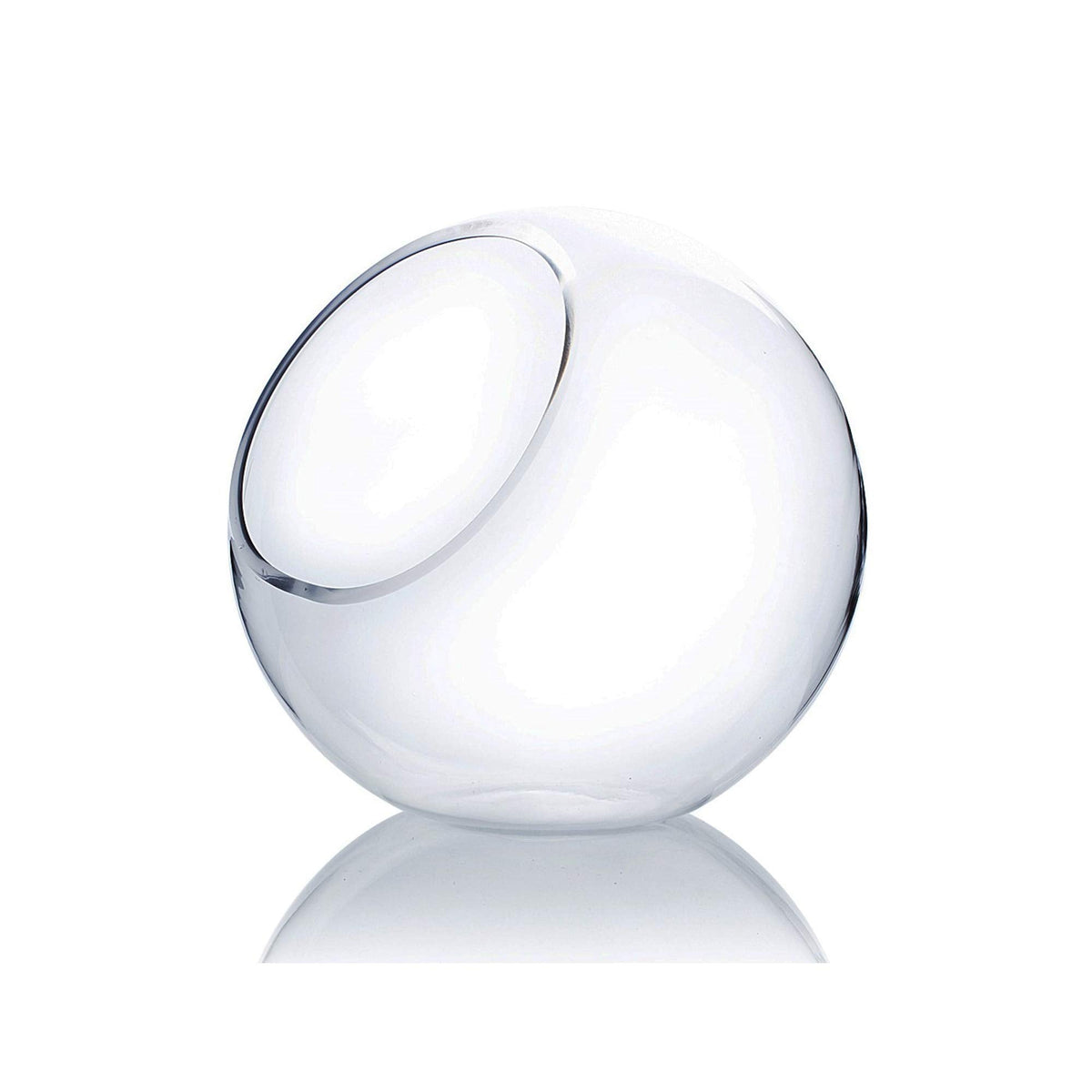 WGV Slant Cut Bowl Glass Vase, Width 9", Height 9", Clear Round Globe Planter Terrarium Orb, Candy Dish, Fruit Jar, Floral Container for Home Office Decor, 1 Piece