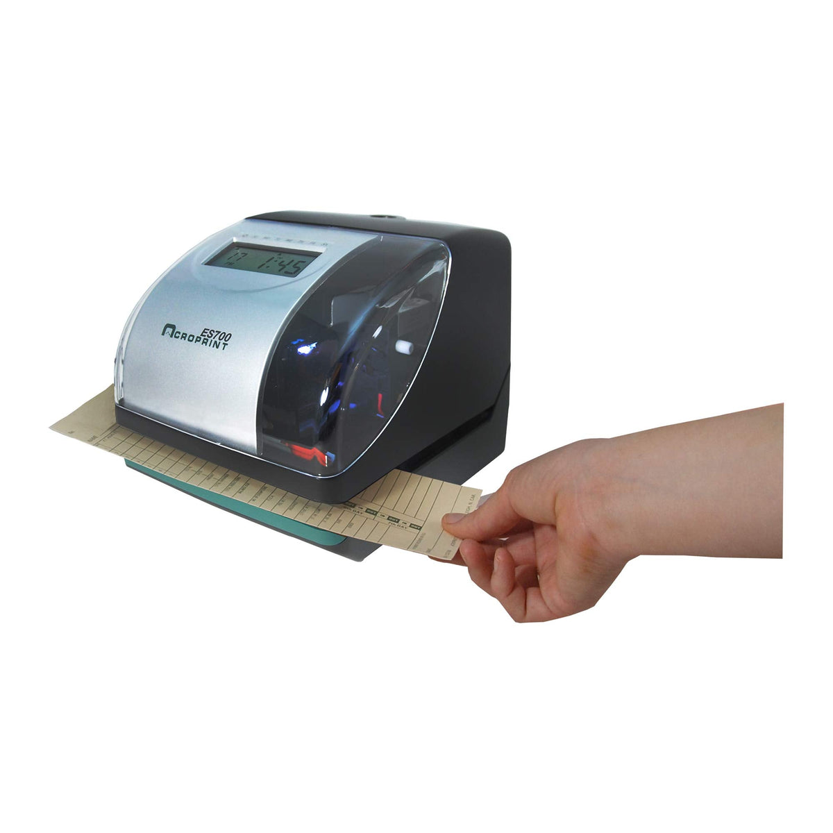 Acroprint Electronic Time Clock Machine – Time Stamp Machine for Employees, Ideal for Small Business, Accommodates Right or Left-Hand Time Cards, Selectable Hour Format