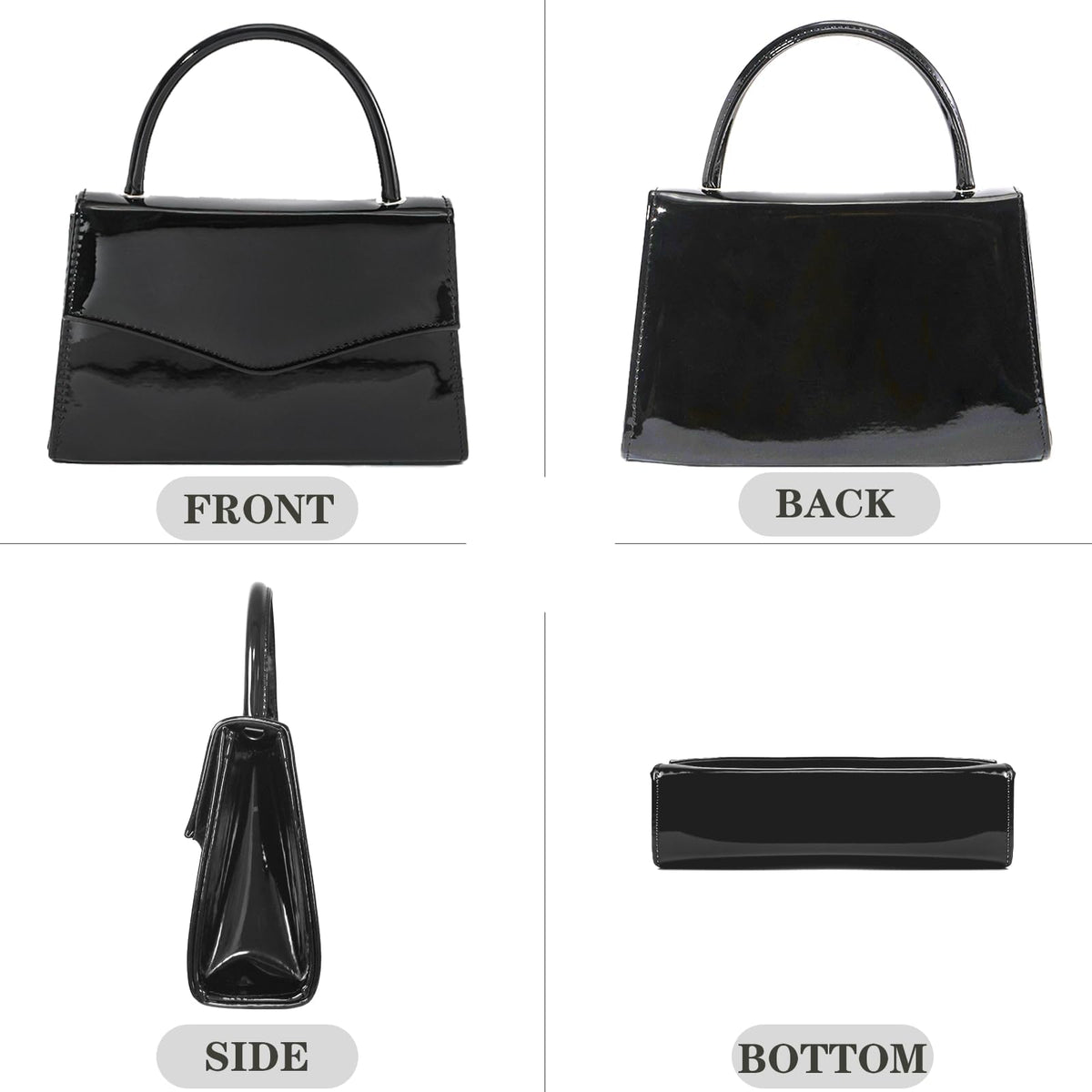 BYWAUQI Evening Clutch Purses for Women Patent Leather Purse Black Clutch for Formal Prom Wedding Party Brida Cocktail(Black)