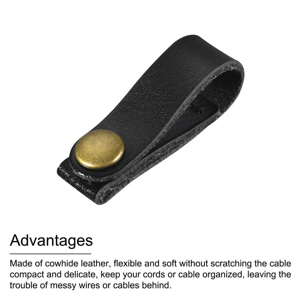 MECCANIXITY Pack of 20 Leather Cable Straps Cable Ties, Cord Organizer, Portable Cable Management for USB Cables, Headphone Wires, Black/Light Brown