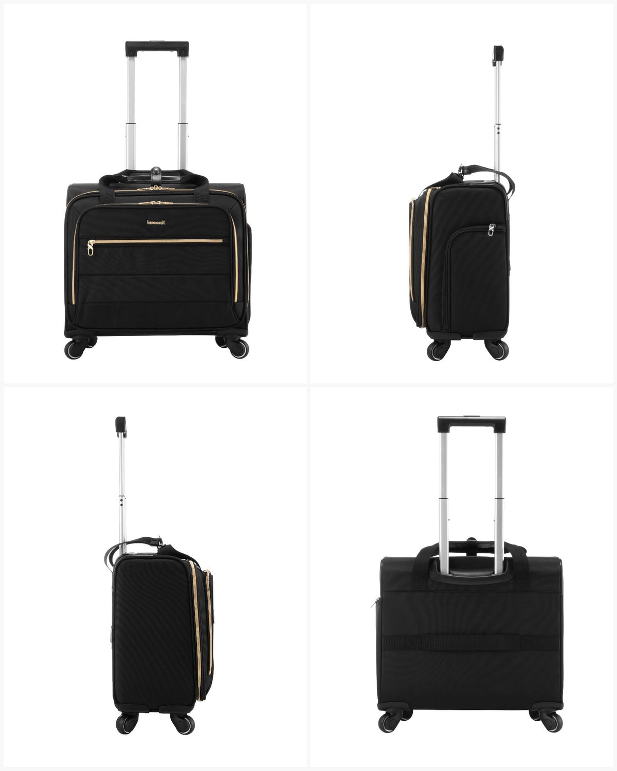 LUGGEX Rolling Laptop Bag with Wheels, 17.3" Soft Sided Laptop Rolling Briefcase with 4 Spinner Wheels - Lightweight Carry On for Business Travel Overnight (UDS-Core, Black, 18 Inch)