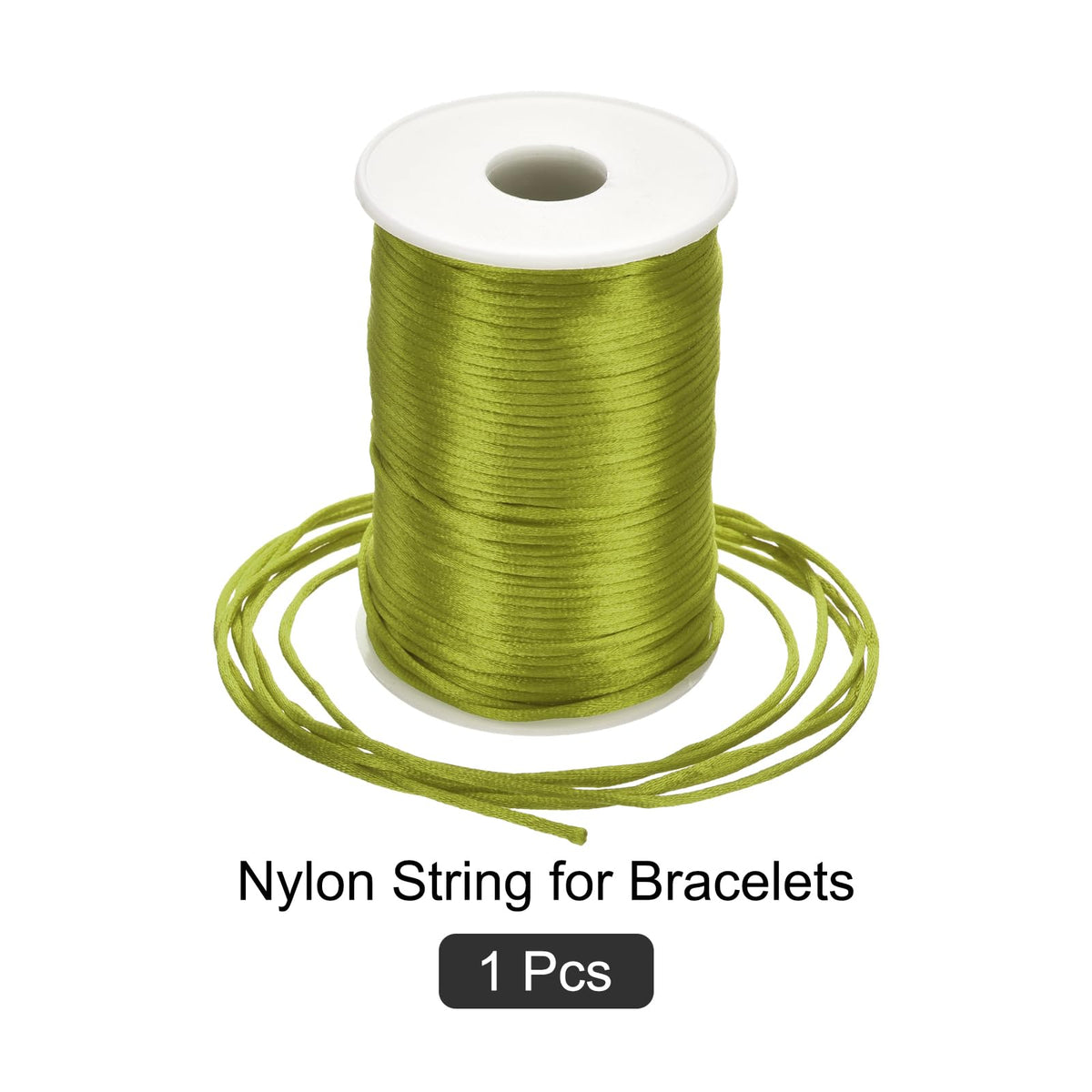 Rebower Nylon Satin Cord 2.5mm, 109 Yard Nylon String for Bracelet Braided Thread [for Jewelry Making Necklace Chinese Knot Craft] - Army Green