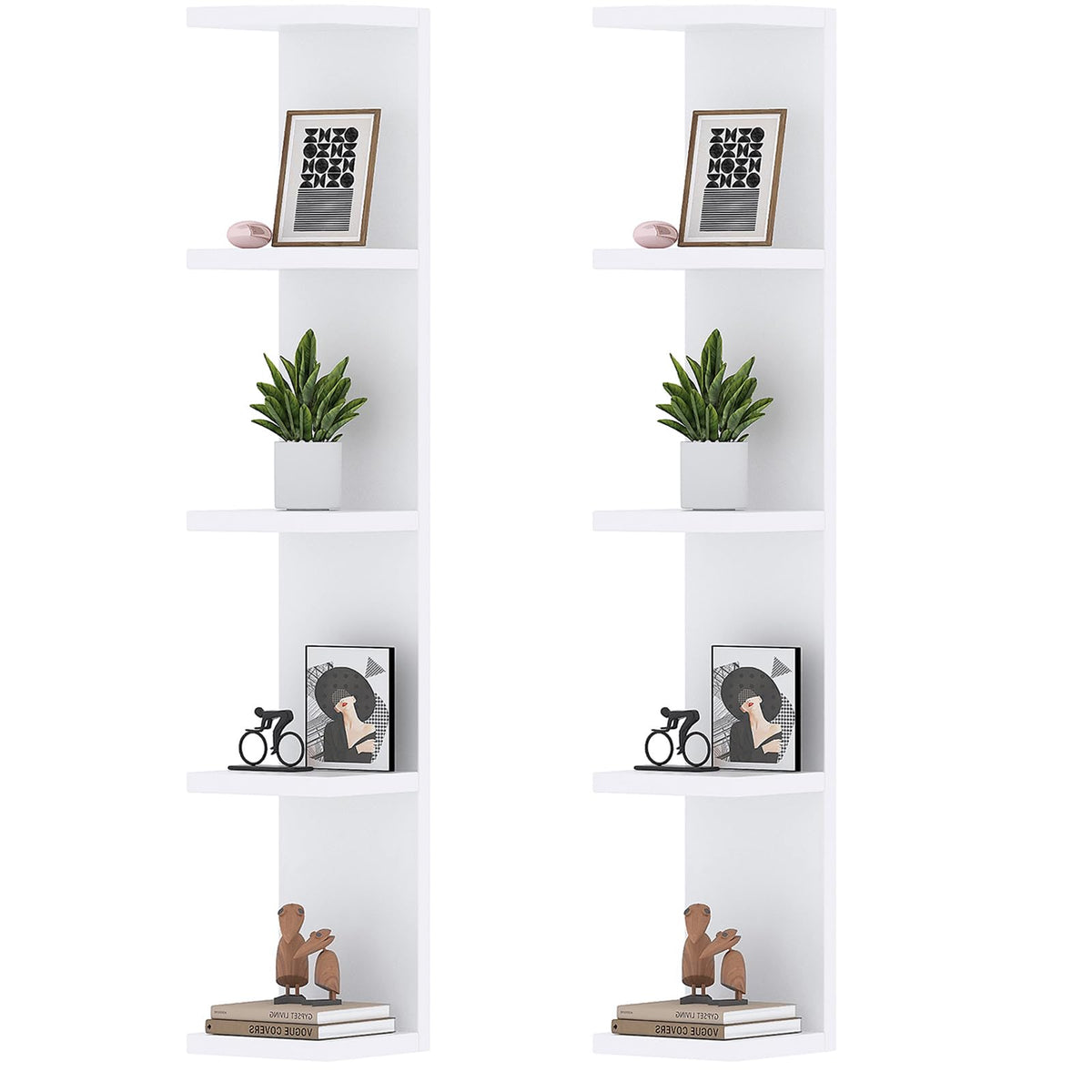 LitaEther 5 Tier White Lack Wall Shelf - Multi-Functional Display Organizer for Anime Figures, Funko Pop, Plants, Makeup & Books (7.1" x 5.5" x 30.7") – Space-Saving Floating Shelf for Home & Office