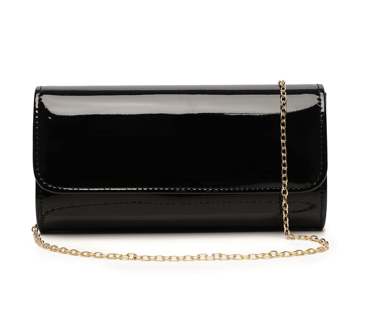 MUDUO Women Patent Leather Wallets Fashion Clutch Purses Evening Bag Many colors Handbag (18Black)