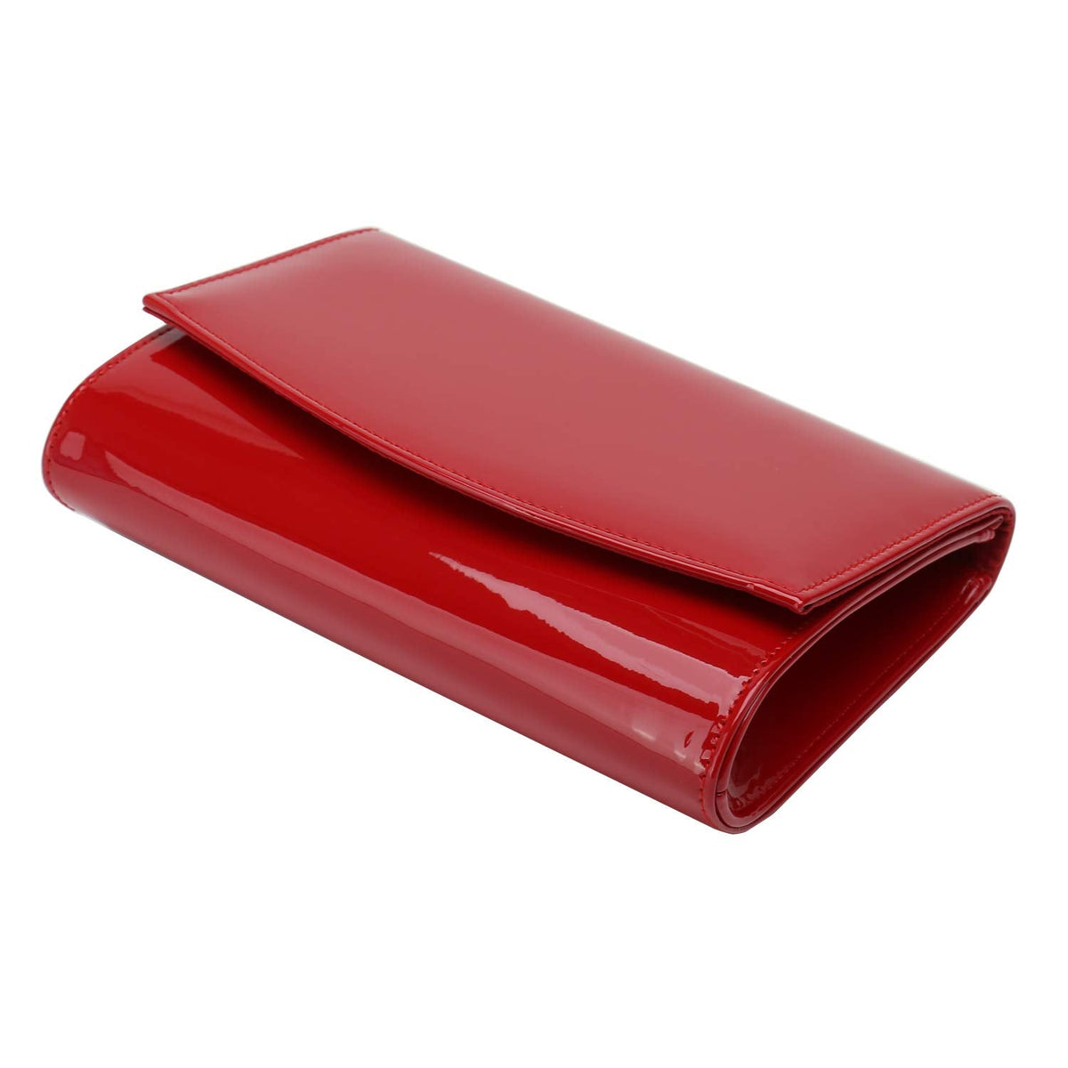 CHARMING TAILOR Patent Leather Flap Clutch for Women Classic Elegant Evening Bag Chic Dress Purse (Red)
