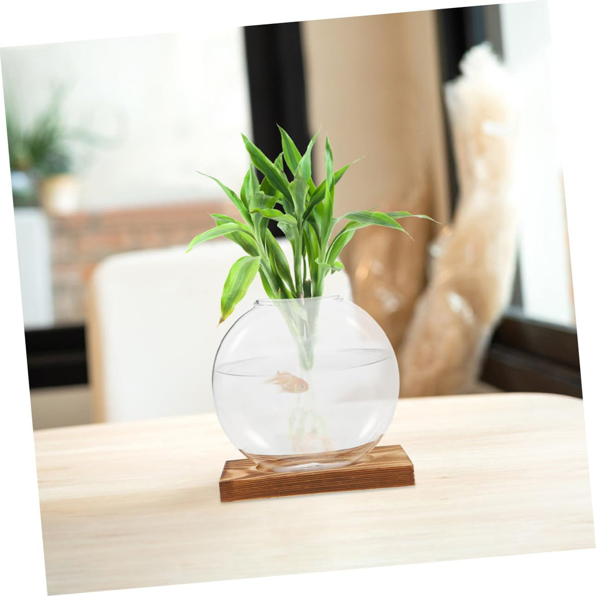 Artibetter 2pcs Hydroponic Glass Vase with Wooden Base, Hydroponic Plants Planter for Indoor Propagation, Home and Office Plant Terrarium Station