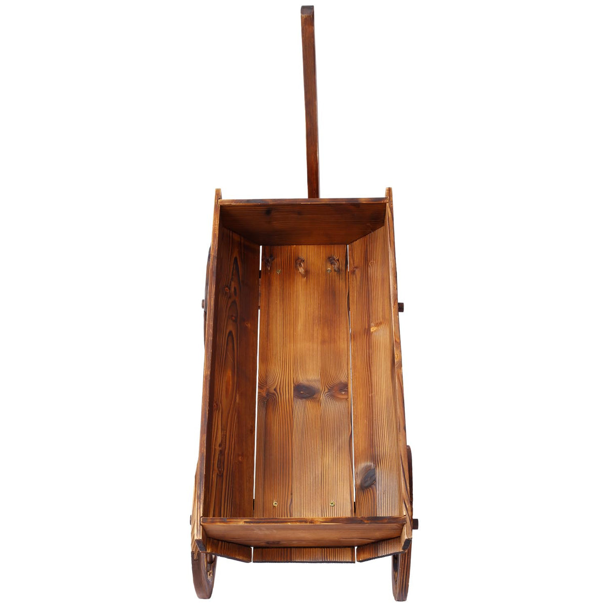 Geelife Wood Wagon Flower Planter Pot Stand with Wheels Home Garden Outdoor Decor