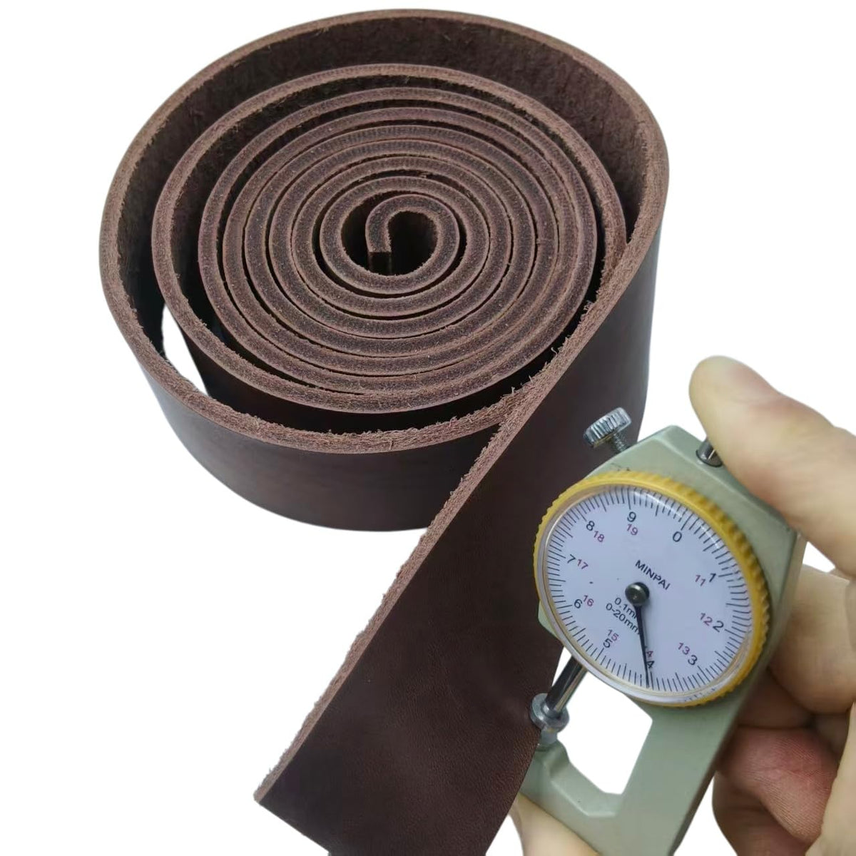 Premium Leather Strap, Brown Genuine Leather Strips, Heavy-Duty Leather Strip 4-5 Millimeters Thick (10-12.5 Ounces), Full Grain Leather Strips for Crafts (Brown 2.36"× 72")