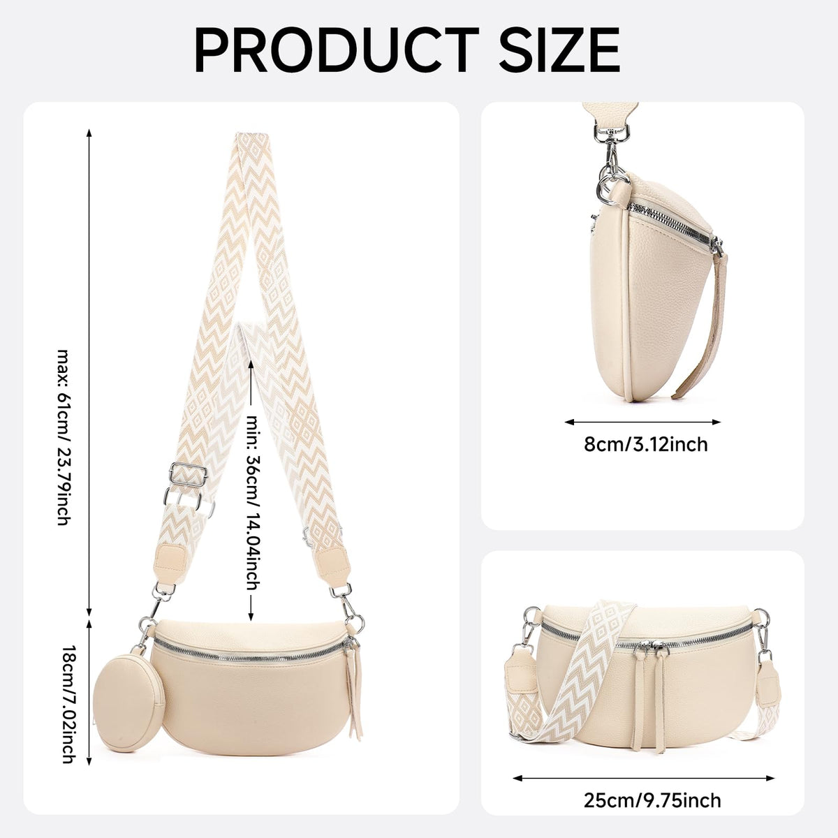 GAEKEAO Crossbody Bag for Women Bum Bag Belt Purse Spacious Handbags Vegan Leather Fanny Packs With Shoulder Strap