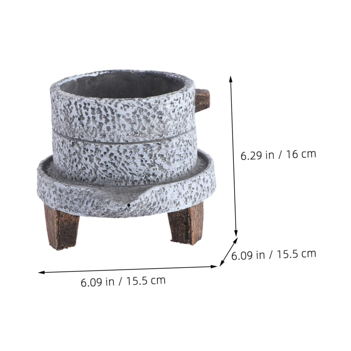 Happyyami Weathered Planter Large Stone Plant Pot Retro Cement Planter for Outdoor Indoor Garden Bonsai Pot Decorative