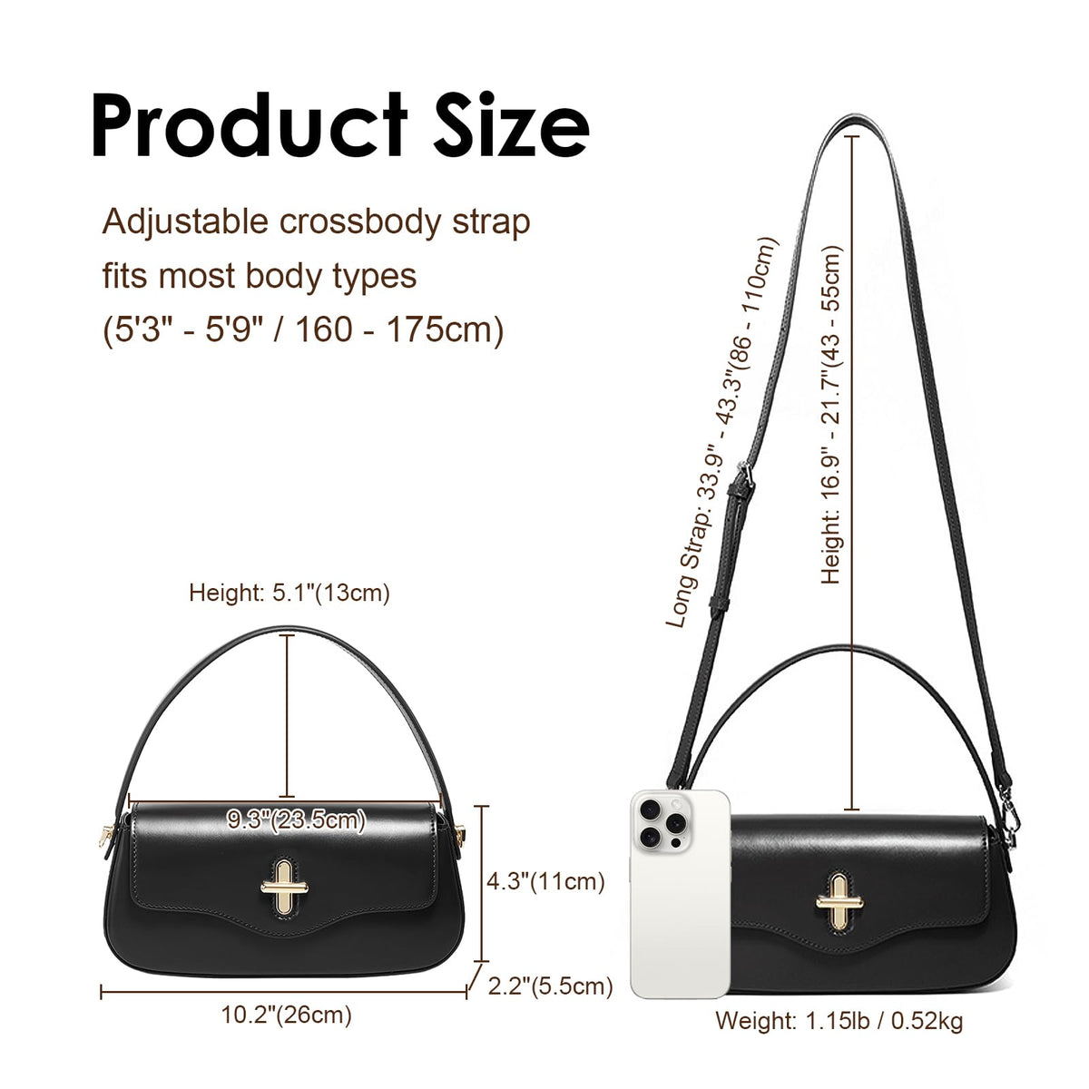 MoreFarther Leather Crossbody Bags for Women (Black)