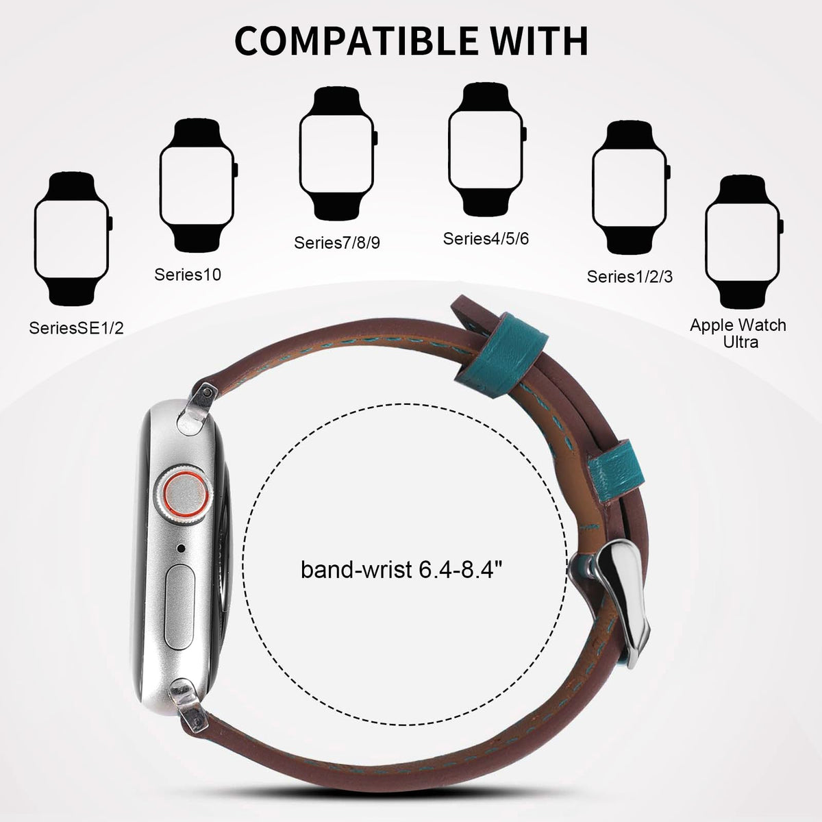 Italy Genuine Leather Bands Women Men Compatible with Apple Watch 38mm 41mm 40mm 42mm 44mm 45mm 46mm 49mm, iWatch Straps Smartwatch Replacement Band for Ultra SE 3/2/1 Series 11 10 9 8 7 6 5 4 3 2 1