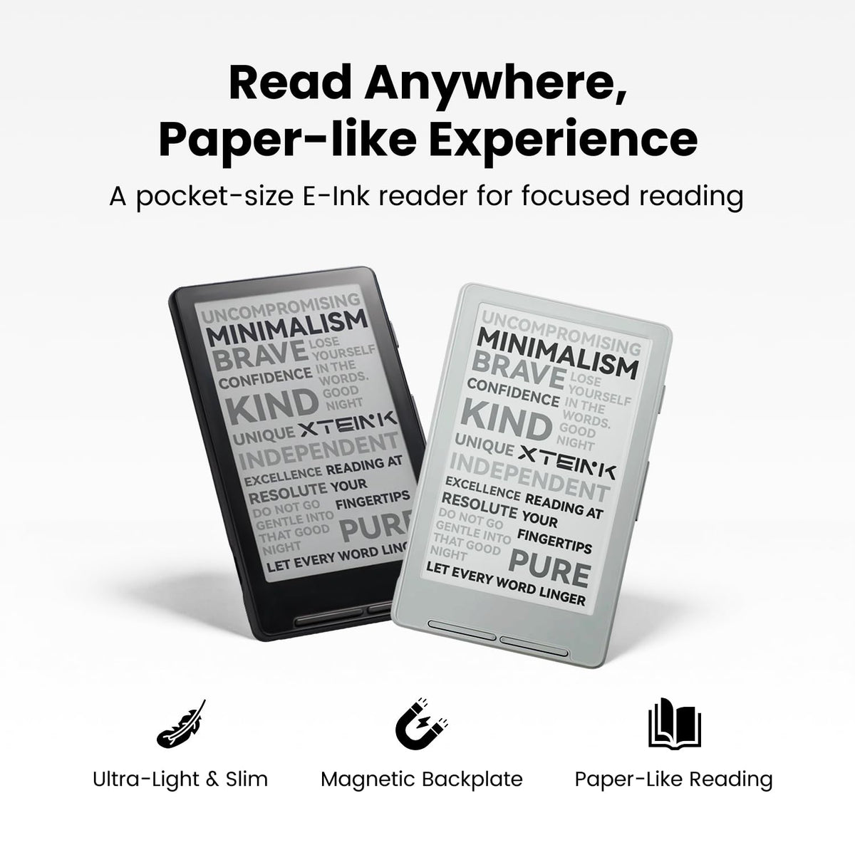 XTEINK X4 E-Book Reader (Developer Edition), 4.3" Pocket E-Ink eReader, Physical Page-Turn Buttons, Ultra-Thin 0.23" & 2.72 oz, Magnetic-Ready Design, Distraction-Free Reading, 16GB, Mist Gray