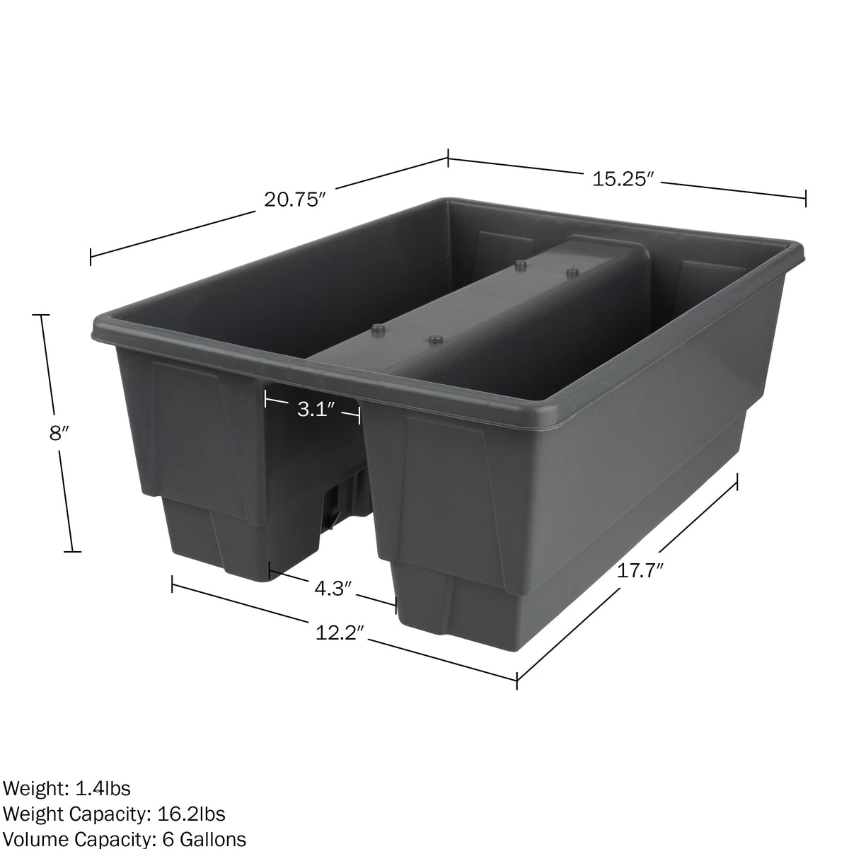 Pure Garden Railing Planter - 20.75-Inch Flower Box with Drainage Insert - 6-Gallon Outdoor Planter Box - Deck, Porch, or Balcony Planter (Gray)