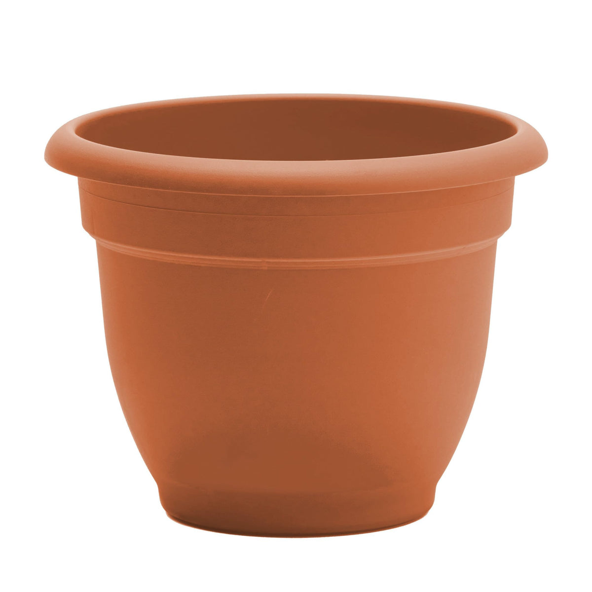Bloem Ariana 12" Self-Watering Plastic Planter - Rolled Rim Indoor/Outdoor Garden Pot, Terra Cotta, 2-Pack