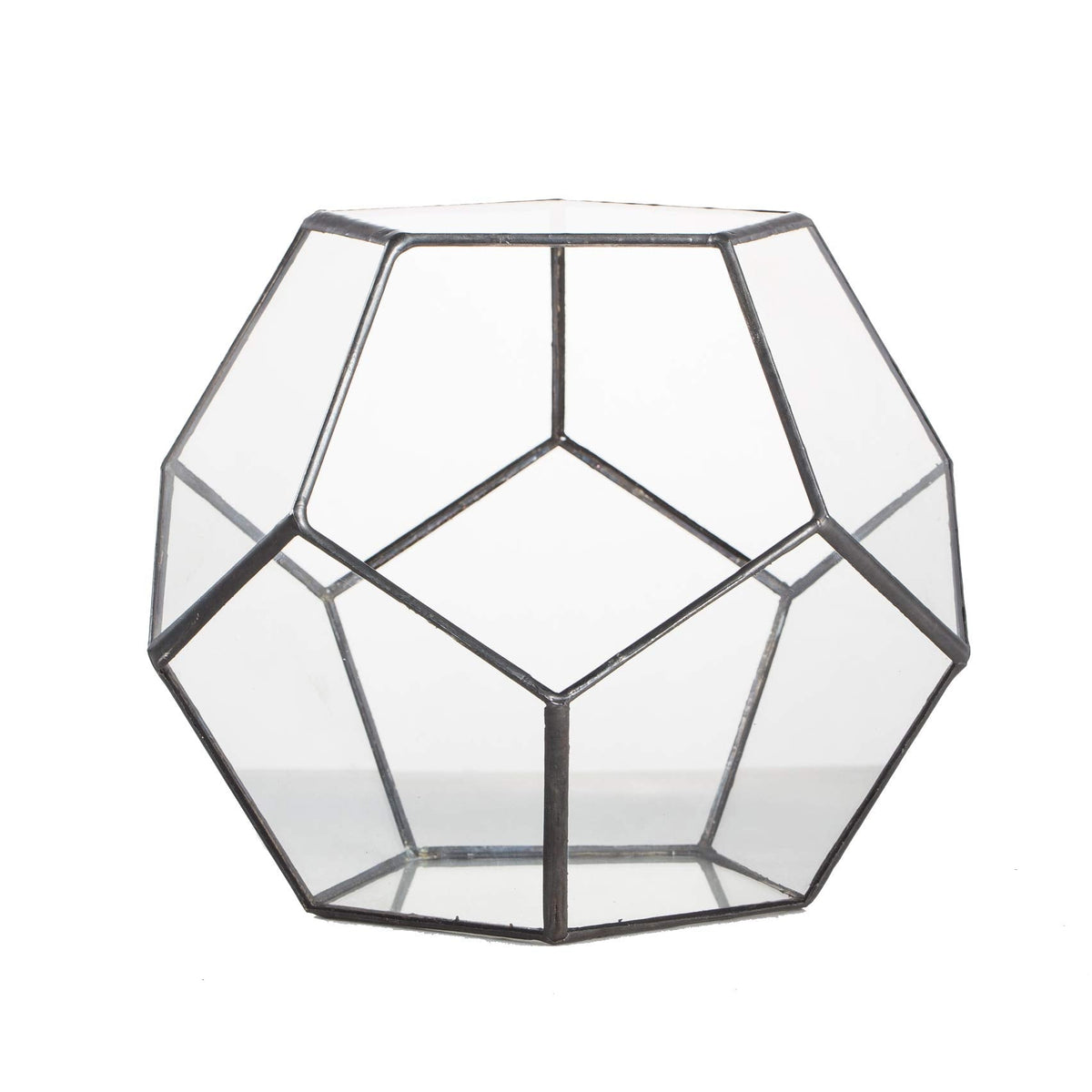 NCYP Small No Door Terrarium Planter - 6.8" x 6.8" x 5.9" Open Geometric Glass Terrarium Pot for Mini Succulents, Small Cactus - Home Tabletop Miniature Decor, Black (No Plants)