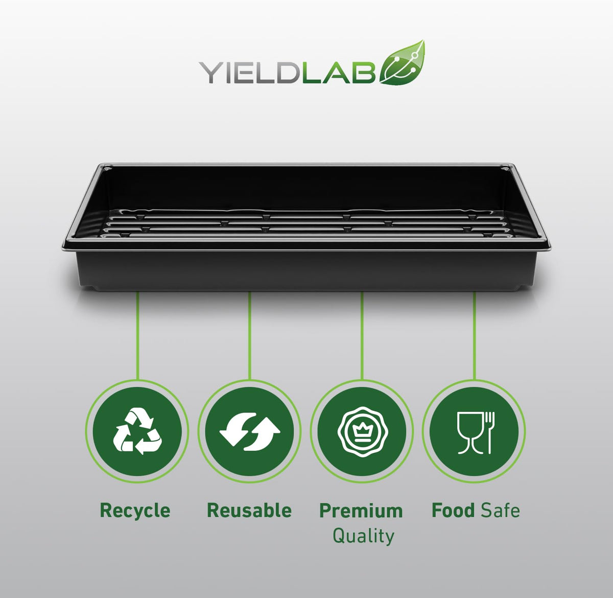 Yield Lab 10x20 Inch Black Plastic 10 Pack Plant Propagation Tray – Growing Trays for Garden, Planting, Seedling, Soil & Hydroponic Horticulture - Microgreen Trays Grow Plants - No Drain Holes