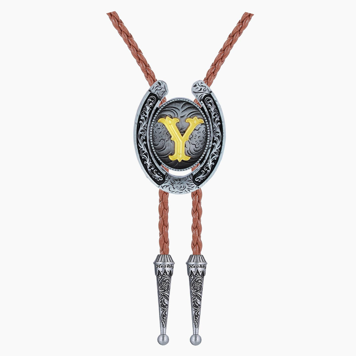 HUABOLA CALYN Brown Bolo Tie for Men Black Initial Letter ABCDMJR to Z Native American Western Cowboy Bolo Tie for Women (Y)