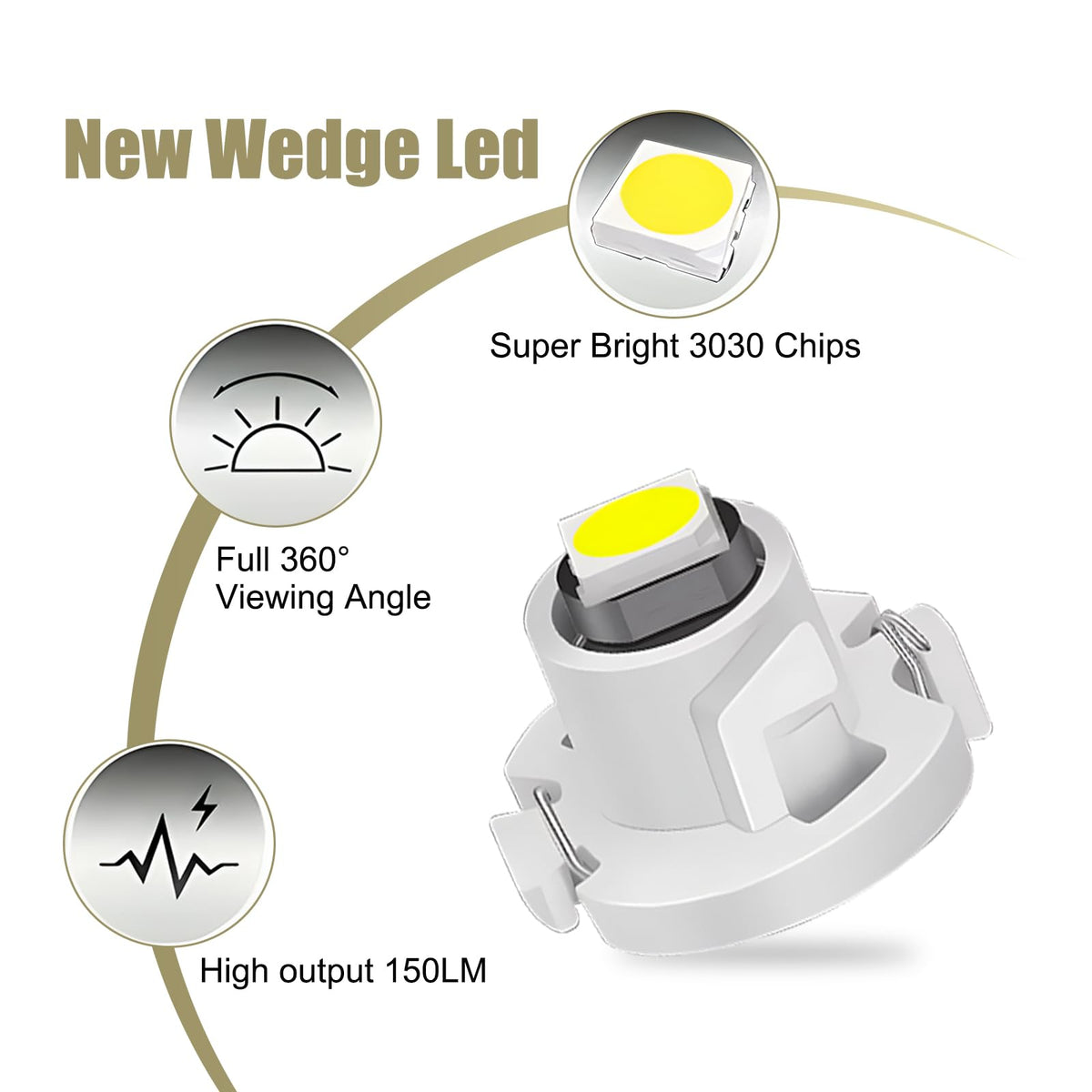 awlbed Car T4.2 Desk Lamp, 12V IP65 Waterproof LED Indicator Light, 10 PCS, White, Model AWLYBD3001WH-10PCS