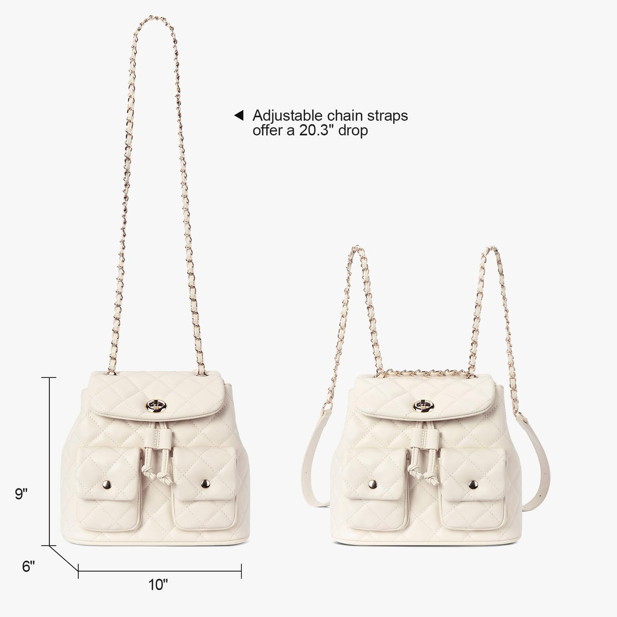 Lexiyat Small Backpack Purse for Women Leather Mini Backpack Convertible Designer Shoulder Bag Quilted Crossbody Purses Beige