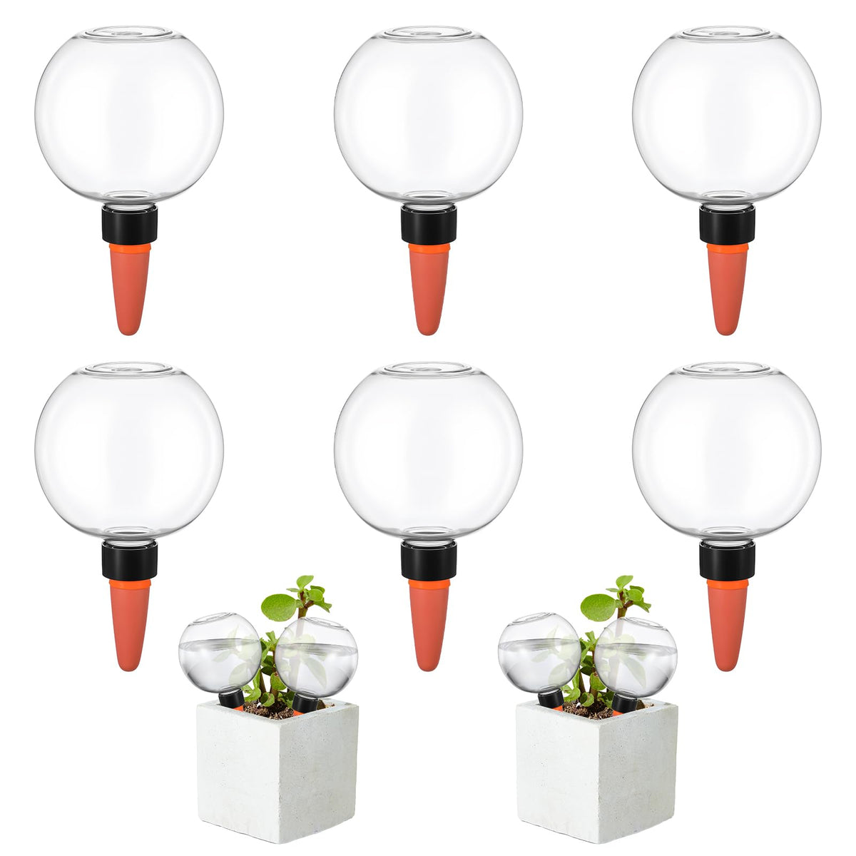 Kifmurase 6Pcs Self-Watering Globes for Indoor Plants, Automatic Watering Planter Insert, Slow Release Terracotta Planter Insert, 17.5oz Watering Bulbs with Slow Release Control Water Dripper