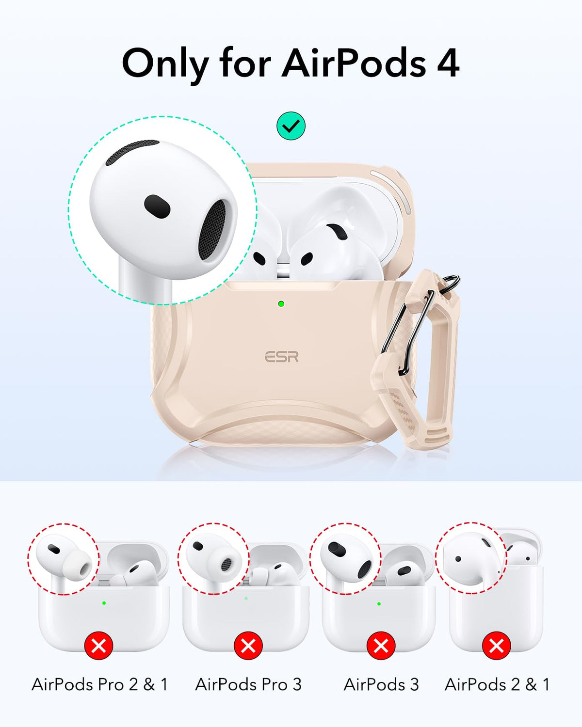 ESR for AirPods 4 Case, Compatible with AirPods 4th Generation Case (2024), Compatible with MagSafe, Powerful Drop Protection, Magnetic Lid, Cyber Series, Desert Titanium