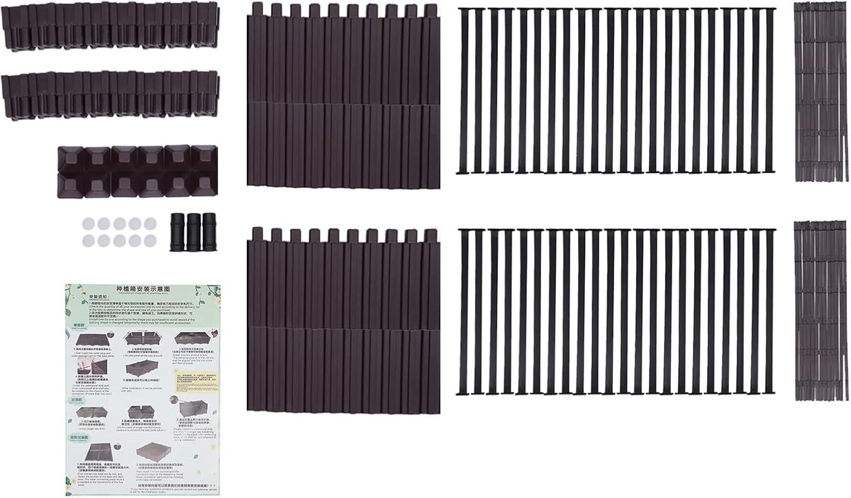 IOENC 4 Sets Raised Garden Bed, Garden, Raised Garden Beds Outdoor, Planter Boxes Outdoor, for Flowers Vegetables Flowers Growing Indoor Plants Fence Balcony Patio Gardening Supplies - Brown