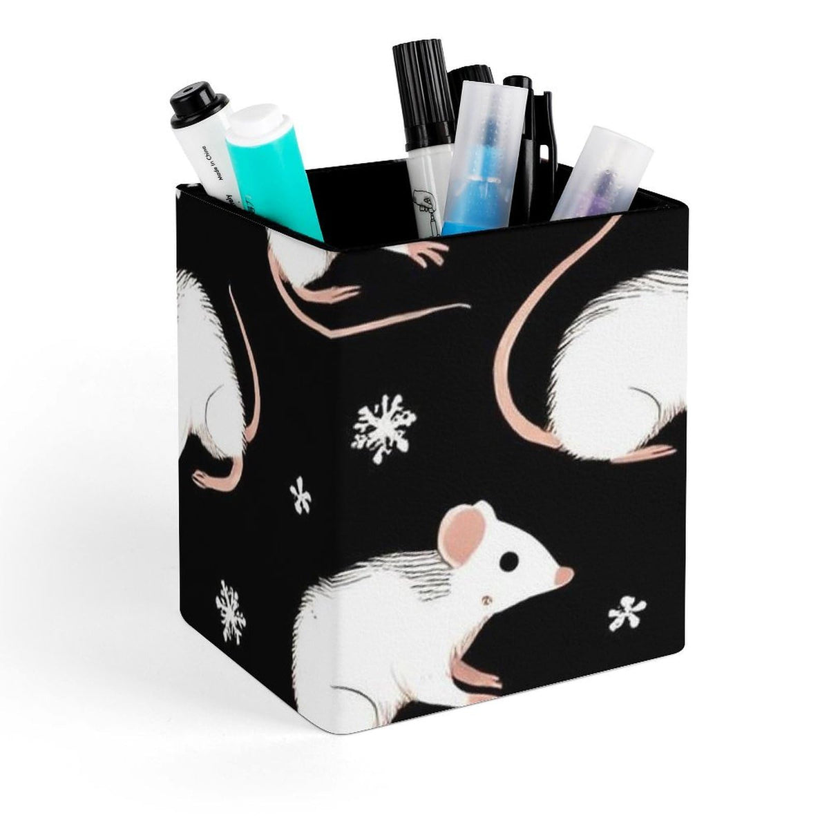 UTRSIFB Holder Cup Makeup Brush Storage Organizer, Waterproof Multifunctional Office Supplies, Pen Holder Square Leather Pencil Opossum