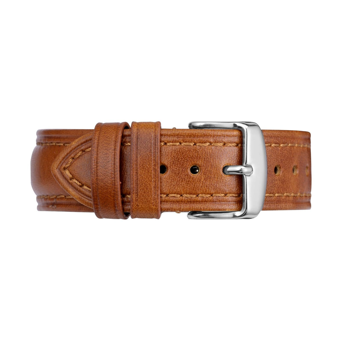 BISONSTRAP Retro Leather Watch Straps for Men, Oil Waxed Calfskin Replacement Band, Quick Release, 18mm, Toffee Brown (Silver Buckle)