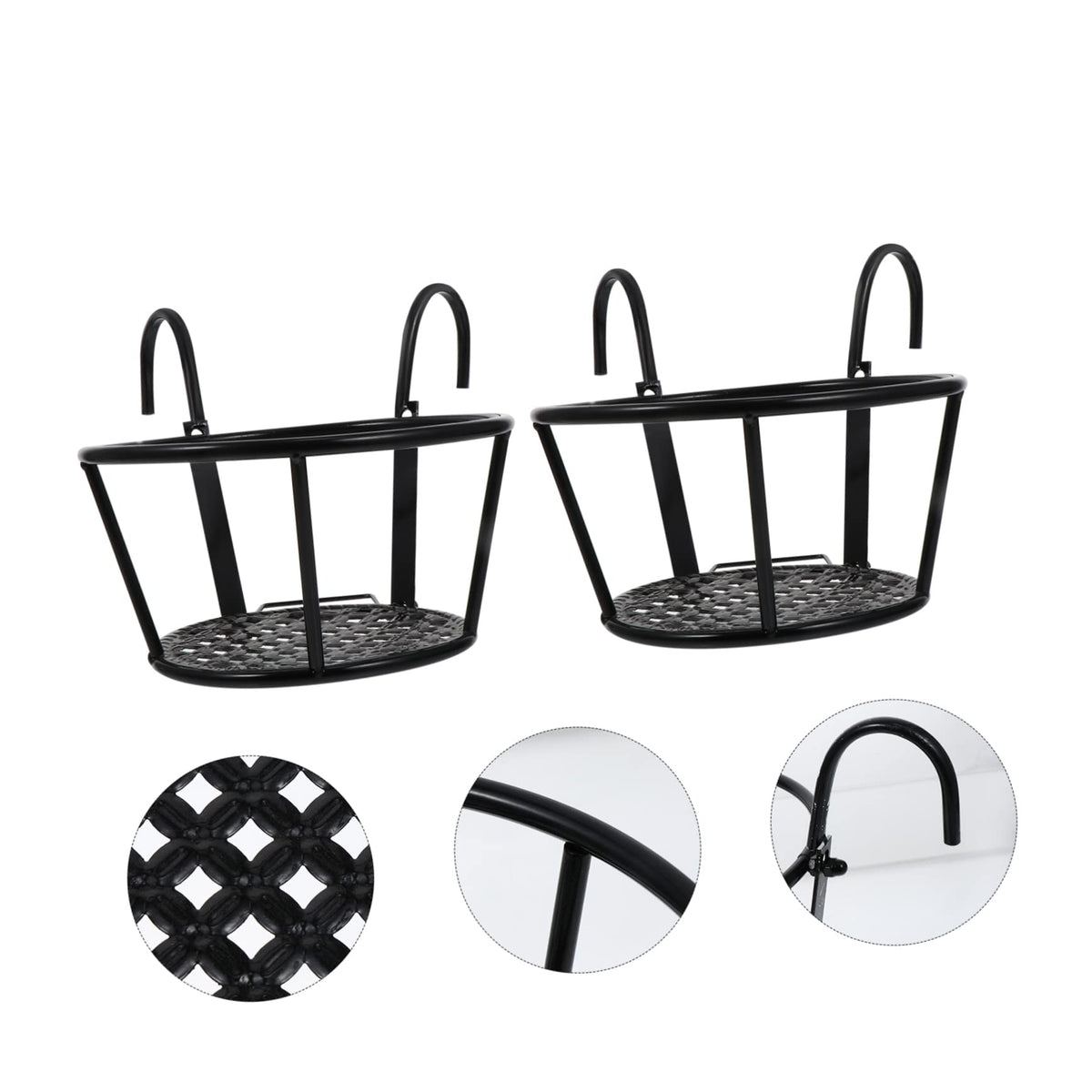 PRETYZOOM 2pcs Hanging Balcony Plant Rack Iron Flowerpot Holder Sturdy Succulent Stand for Outdoor Indoor Garden Patio Decoration